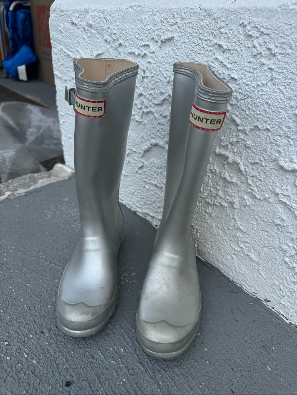 Hunter Silver Metallic Rain Boots